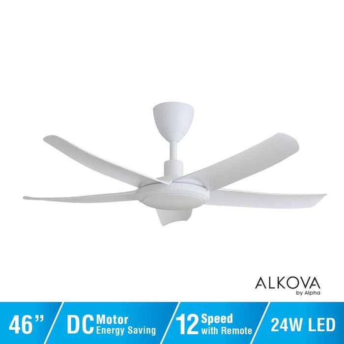 Alkova PAZION G2 5B/46 LED MATT WHITE Ceiling Fan 5 Blades 46 Inch LED Matt White | TBM Online