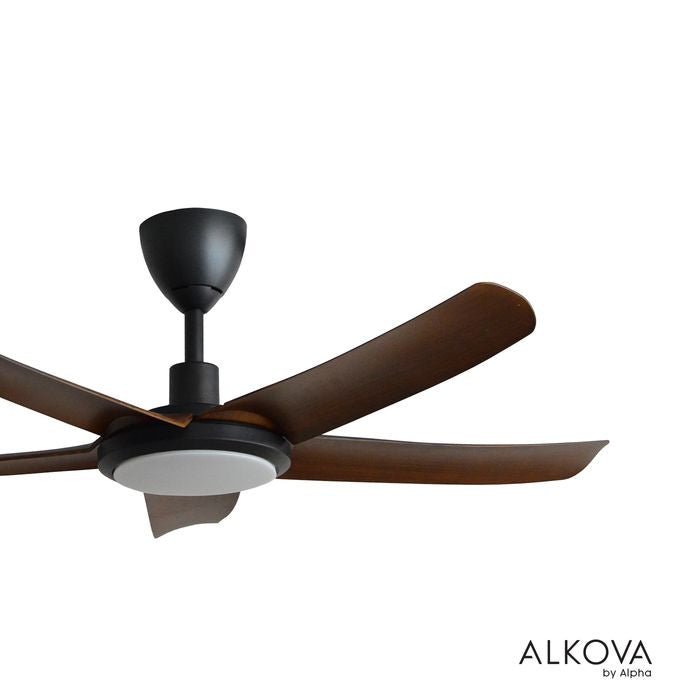 Alkova PAZION G2 5B/46 LED WALNUT MATT BLACK Ceiling Fan 5 Blades 46 Inch LED Walnut Matt Black | TBM Online