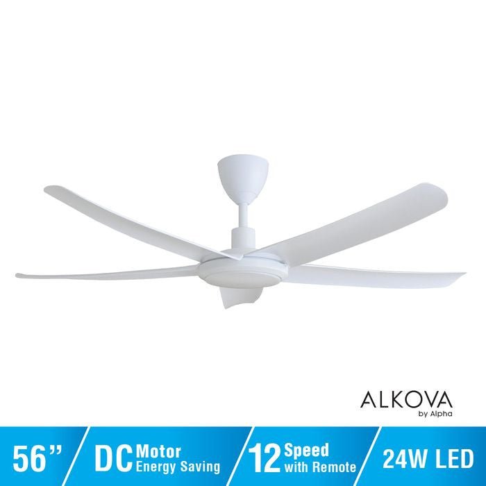Alkova PAZION G2 5B/56 LED MATT WHITE Ceiling Fan 5 Blades 56 Inch LED Matt White | TBM Online