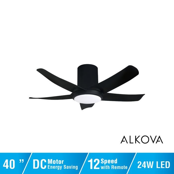 Alkova PAZION G2 HG 5B/40 LED MATT BLACK Ceiling Fan 5 Blades 40 Inch LED Matt Black | TBM Online