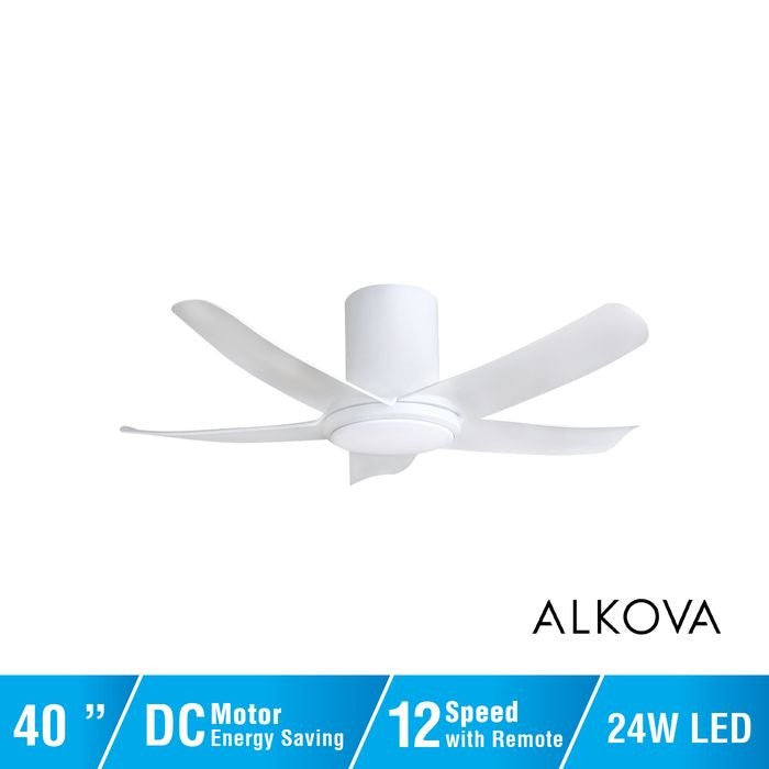 Alkova PAZION G2 HG 5B/40 LED MATT WHITE Ceiling Fan 5 Blades 40 Inch LED Matt White | TBM Online