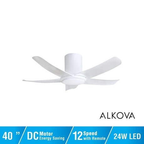 Alkova PAZION G2 HG 5B/40 LED MATT WHITE Ceiling Fan 5 Blades 40 Inch LED Matt White | TBM Online