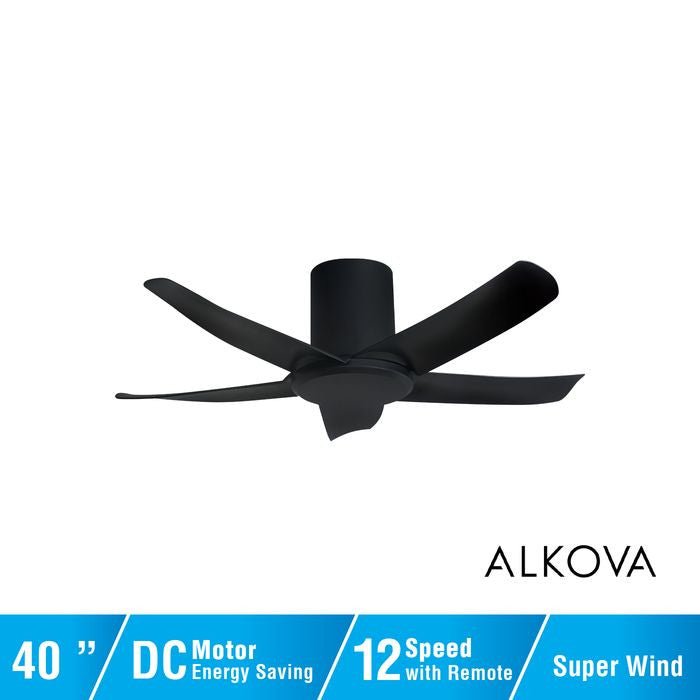 Alkova PAZION G2 HG 5B/40 MATT BLACK Ceiling Fan 5 Blades 40 Inch Matt Black | TBM Online