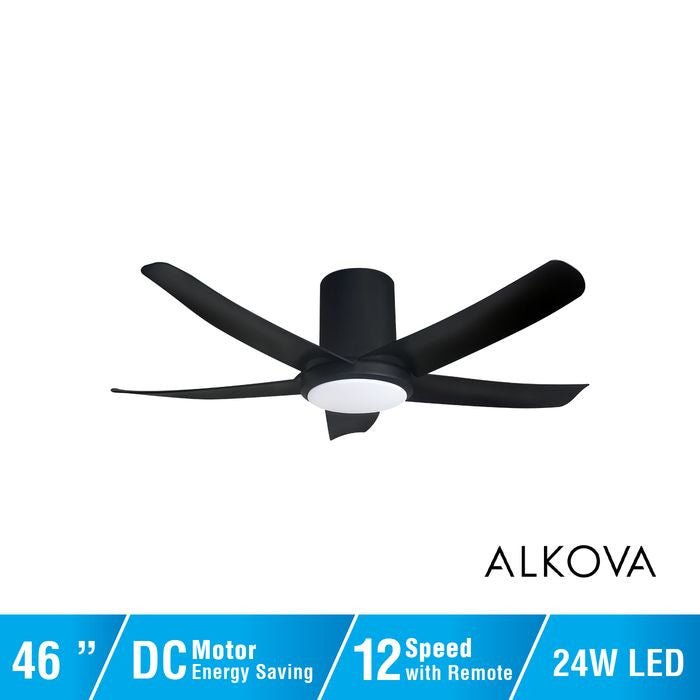 Alkova PAZION G2 HG 5B/46 LED MATT BLACK Ceiling Fan 5 Blades 46 Inch LED Matt Black | TBM Online