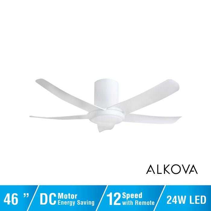 Alkova PAZION G2 HG 5B/46 LED MATT WHITE Ceiling Fan 5 Blades 46 Inch LED Matt White | TBM Online