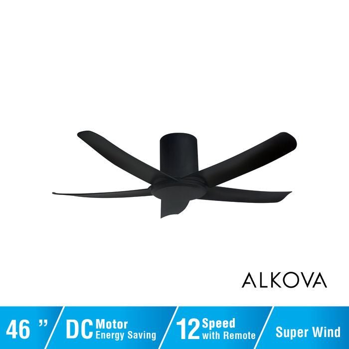 Alkova PAZION G2 HG 5B/46 MATT BLACK Ceiling Fan 5 Blades 46 Inch Matt Black | TBM Online