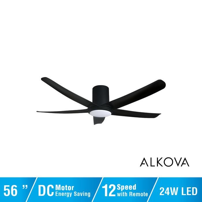 Alkova PAZION G2 HG 5B/56 LED MATT BLACK Ceiling Fan 5 Blades 56 Inch LED Matt Black | TBM Online