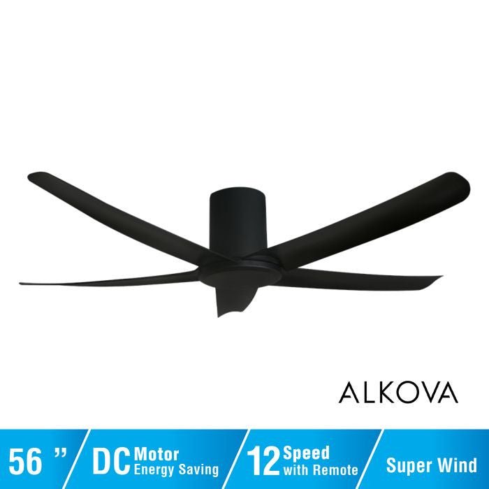 Alkova PAZION G2 HG 5B/56 MATT BLACK Ceiling Fan 5 Blades 56 Inch Matt Black | TBM Online