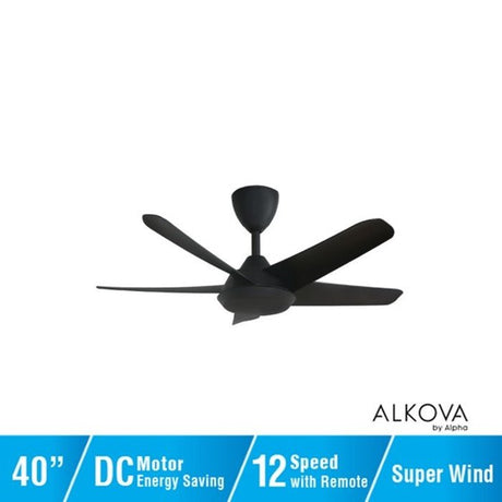 Alkova RACER-5B/40 MATT BLACK Ceiling Fan 40" 5 Blades Matt Black | TBM Online