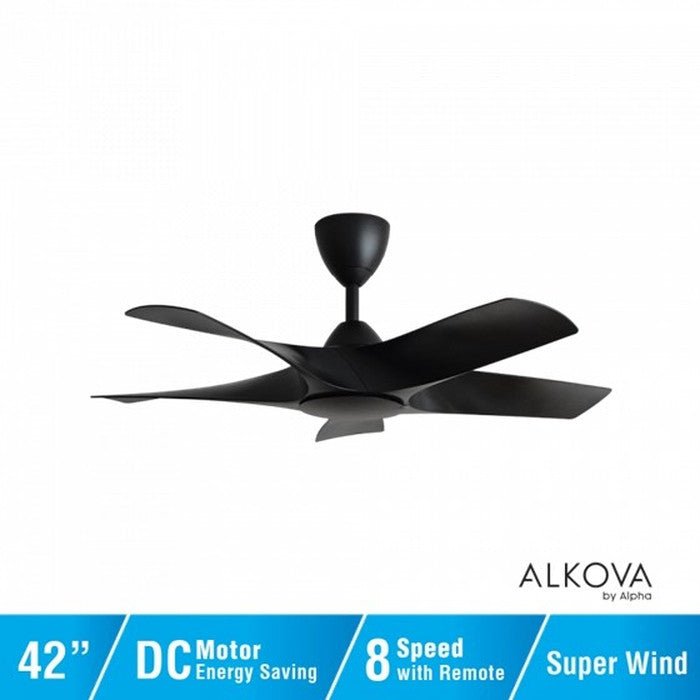 Alkova AXIS 5B/42 MATT BLACK Ceiling Fan 42" 5 Blades Matt Black | TBM Online