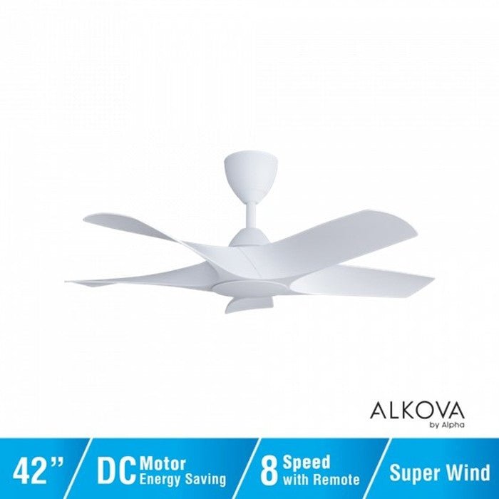 Alkova AXIS 5B/42 MATT WHITE Ceiling Fan 42" 5 Blades Matt White | TBM Online