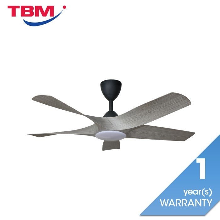 Alkova AXIS 5B/48 LED GREY WOOD/MB Ceiling Fan 48" 5 Blades LED Grey Wood Matt Black | TBM Online