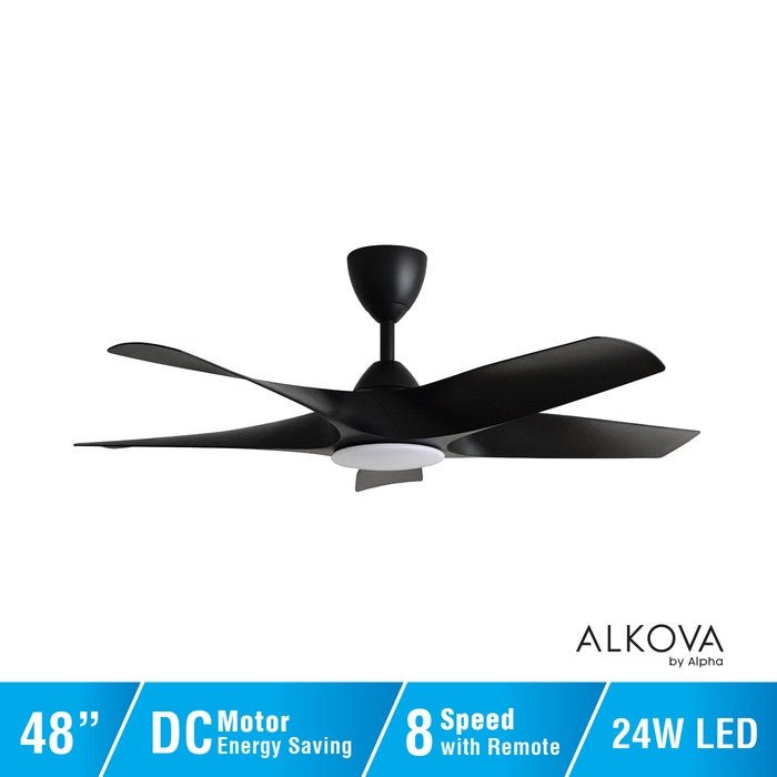 Alkova AXIS 5B/48 LED MATT BLACK Ceiling Fan 48" 5 Blades LED Matt Black | TBM Online