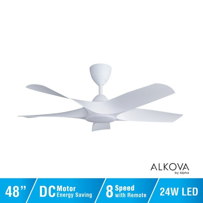 Alkova AXIS 5B/48 LED MATT WHITE Ceiling Fan 48" 5 Blades LED Matt White | TBM Online