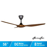 Alpha AX60 3B/56 WALNUT Ceiling Fan 56" 3 Blades With Remote Walnut | TBM Online