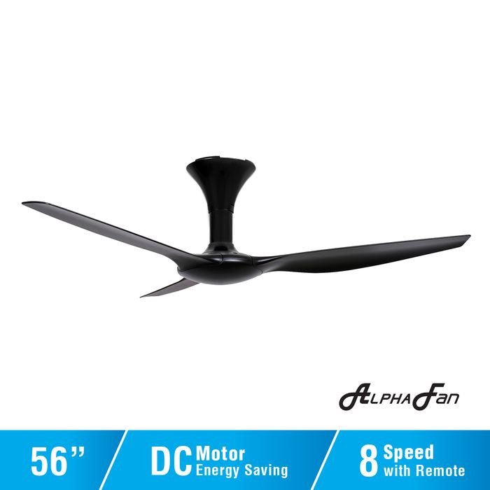 Alpha AX70 3B/56 MATT BLACK Ceiling Fan 56" 3 Blades with Remote Matt Black | TBM Online