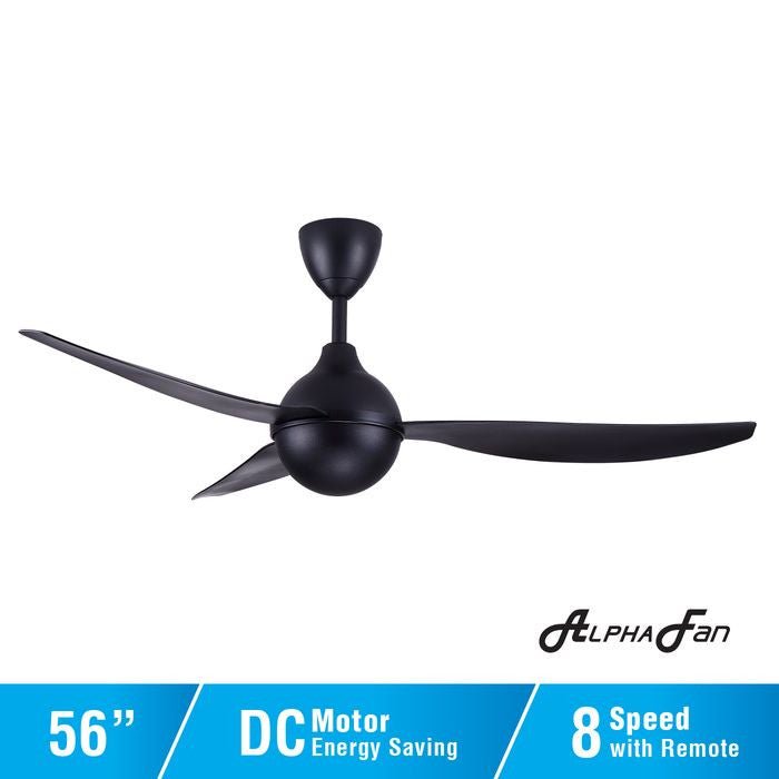 Alpha AX80 - 3B/56 MATT BLACK Ceiling Fan 56" 3 Blades Matt Black | TBM Online