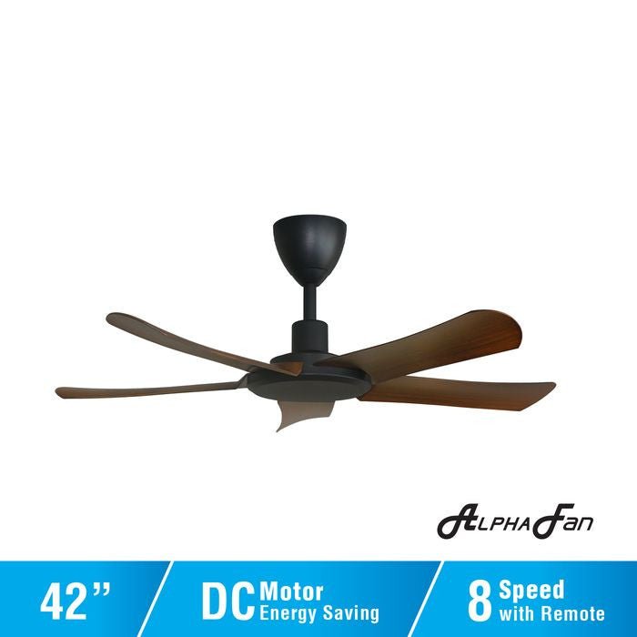 Alpha ALLY 5B/42 WALNUT Ceiling Fan 42" 5 Blades DC Motor Walnut | TBM Online