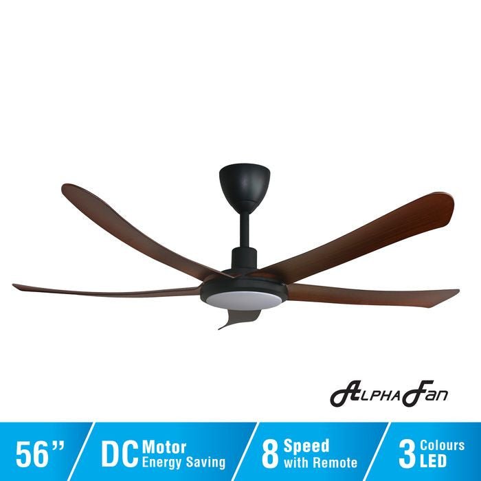 Alpha ALLY 5B/56 LED WALNUT 5 Blades 56 Inch LED DC Motor Walnut | TBM Online