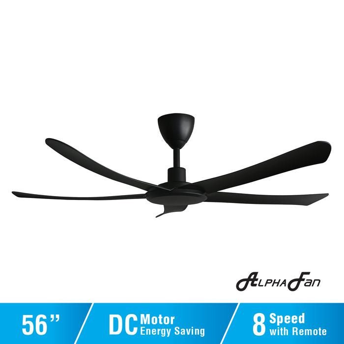 Alpha ALLY 5B/56 MATT BLACK Ceiling Fan 56" 5 Blades DC Motor Matt Black | TBM Online