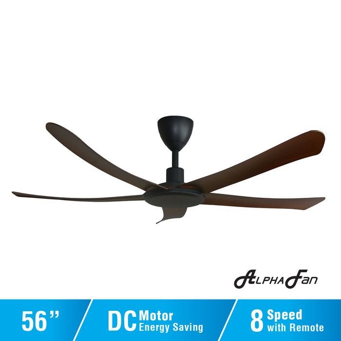 Alpha ALLY 5B/56 WALNUT Ceiling Fan 56" 5 Blades DC Motor Walnut | TBM Online