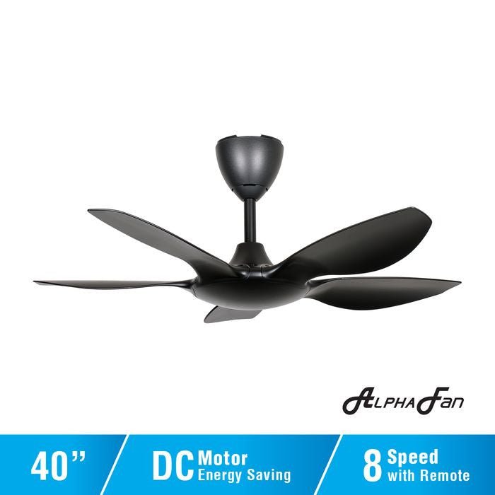 Alpha AX60 5B/40 MATT BLACK Ceiling Fan 40" 5 Blades With Remote Matt Black | TBM Online