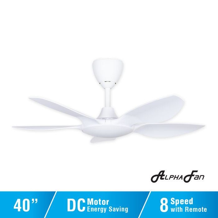 Alpha AX60 5B/40 MATT WHITE Ceiling Fan 40" 5 Blades With Remote Matt White | TBM Online