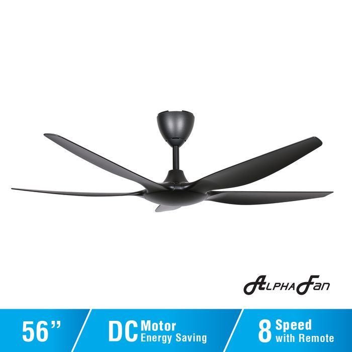 Alpha AX60 5B/56 MATT BLACK Ceiling Fan 56" 5 Blades With Remote Matt Black | TBM Online