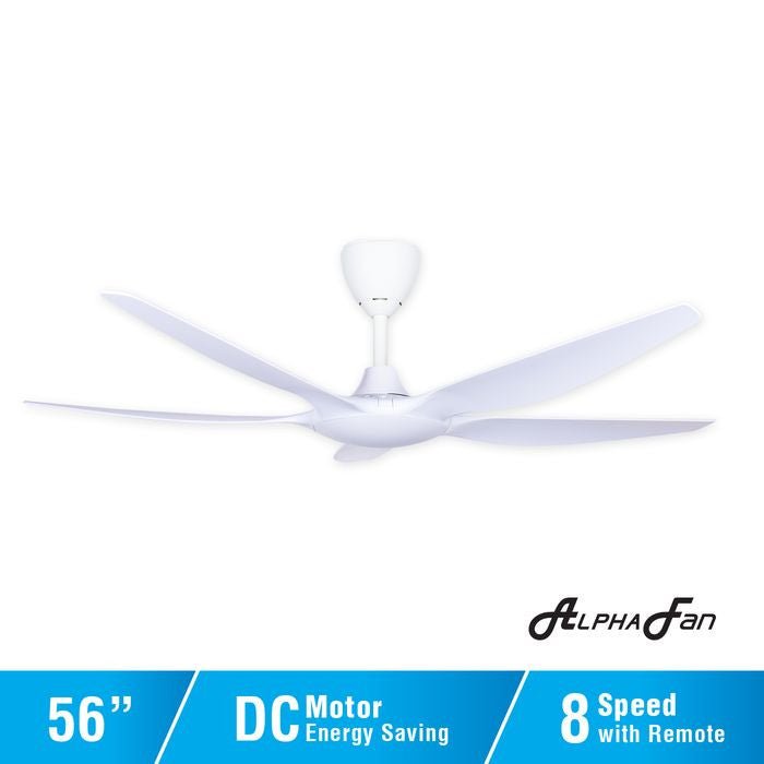 Alpha AX60 5B/56 MATT WHITE Ceiling Fan 56" 5 Blades With Remote Matt White | TBM Online