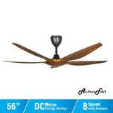 Alpha AX60 5B/56 WALNUT Ceiling Fan 56" 5 Blades With Remote Walnut | TBM Online