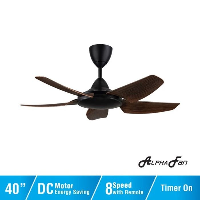 Alpha AX666 (DC) 5B/40 WALNUT Ceiling Fan 40" 5 Blades With DC Motor Walnut | TBM Online