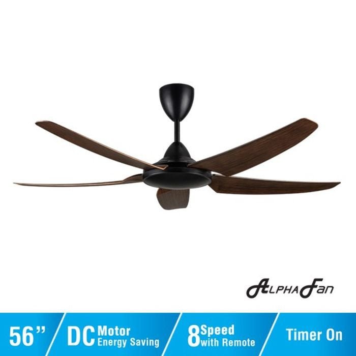 Alpha AX666 (DC) 5B/56 WALNUT Ceiling Fan 56" 5 Blades With DC Motor Walnut | TBM Online