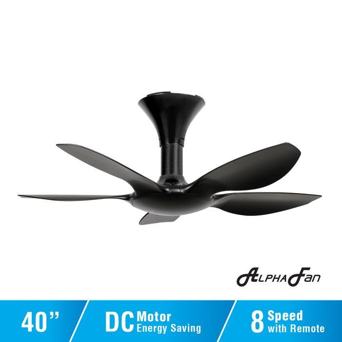 Alpha AX70 5B/40 MATT BLACK Ceiling Fan 40" 5 Blades With Remote Matt Black | TBM Online