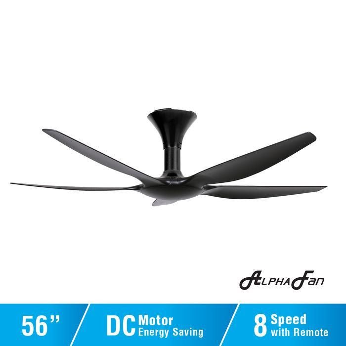 Alpha AX70 5B/56 MATT BLACK Ceiling Fan 56" 5 Blades With Remote Matt Black | TBM Online