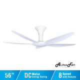 Alpha AX70 5B/56 MATT WHITE Ceiling Fan 56" 5 Blades With Remote Matt White | TBM Online