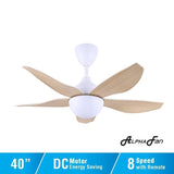 Alpha AX80 - 5B/40 MAPLE MATT WHITE Ceiling Fan 40" 5 Blades Maple Matt White | TBM Online