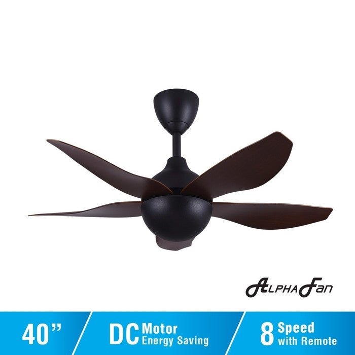 Alpha AX80 - 5B/40 WALNUT MATT BLACK Ceiling Fan 40" 5 Blades Walnut Matt Black | TBM Online