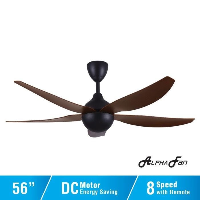 Alpha AX80 - 5B/56 WALNUT/MB Ceiling Fan 56" 5 Blades Walnut/Matt Black | TBM Online