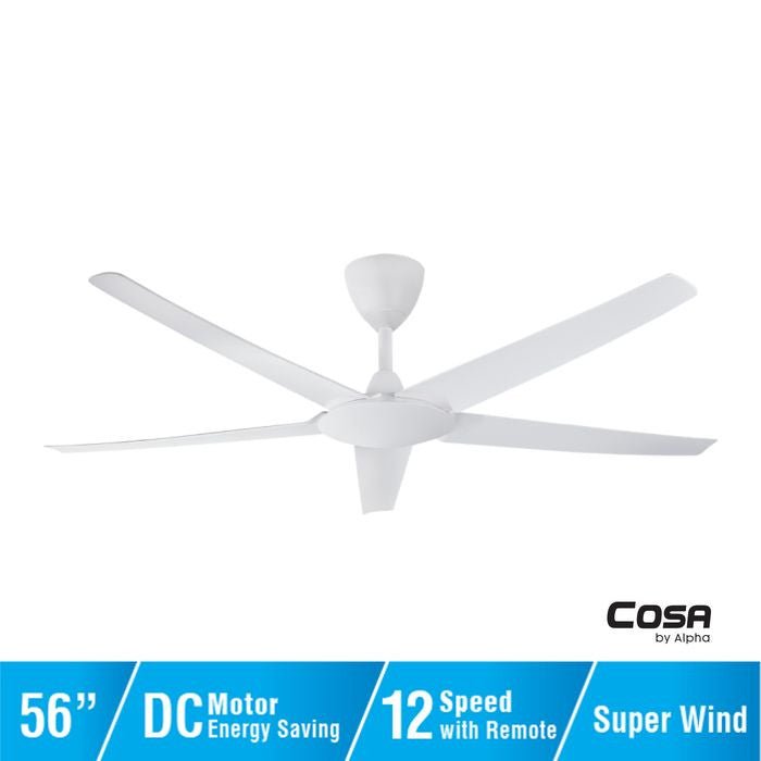 Alpha Cosa EX9 5B/56 MATT WHITE Ceiling Fan 56" 5 Blades DC Motor Matt White | TBM Online