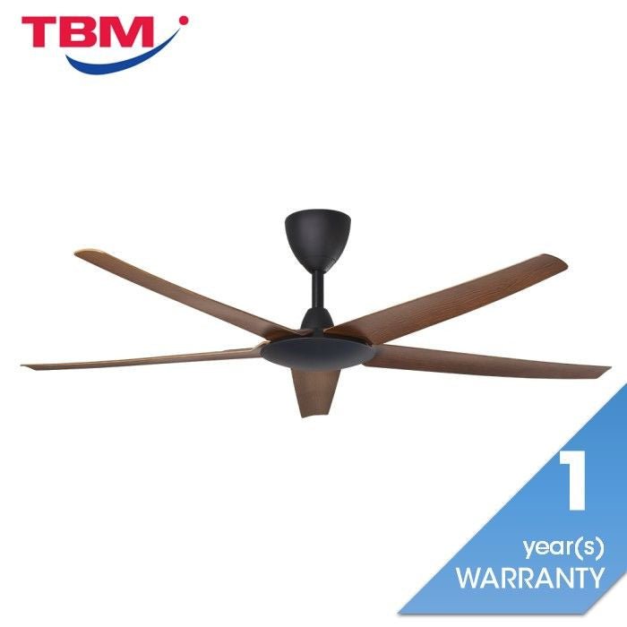 Alpha Cosa EX9 5B/56 WALNUT MATT BLACK Ceiling Fan 56" 5 Blades DC Motor Walnut Matt Black | TBM Online