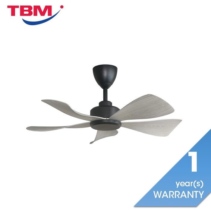 Alpha HANI - 5B 36" GREY WOOD/MB Ceiling Fan 36" 5 Blades Grey Wood/Matt Black | TBM Online