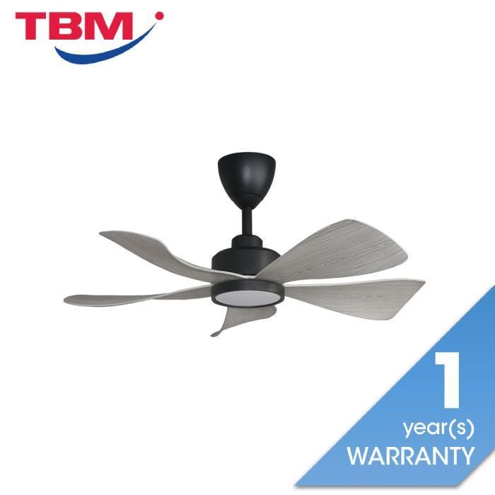 Alpha HANI 5B/36 LED GREY WOOD/MB Ceiling Fan 36" 5 Blades LED Grey Wood Matt Black | TBM Online