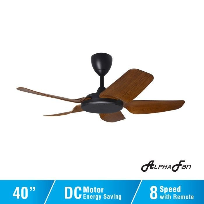 Alpha PRIMA 5B/40 WALNUT MATT BLACK Ceiling Fan 5 Blades 40 Inch Motor DC Walnut Matt Black | TBM Online