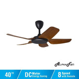 Alpha PRIMA 5B/40 WALNUT MATT BLACK Ceiling Fan 5 Blades 40 Inch Motor DC Walnut Matt Black | TBM Online