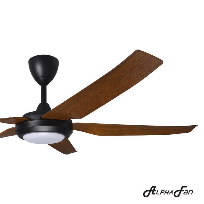 Alpha PRIMA 5B/56 LED WALNUT MATT BLACK Ceiling Fan 5 Blades 56 Inch Motor DC LED Walnut Matt Black | TBM Online