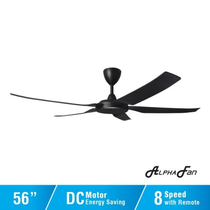 Alpha PRIMA 5B/56 MATT BLACK Ceiling Fan 5 Blades 56 Inch Motor DC Matt Black | TBM Online