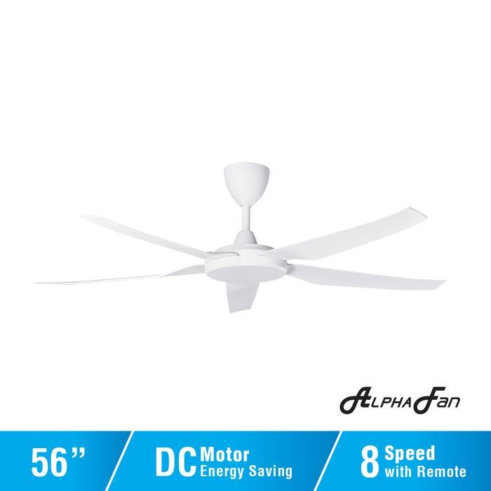 Alpha PRIMA 5B/56 MATT WHITE Ceiling Fan 5 Blades 56 Inch Motor DC Matt White | TBM Online