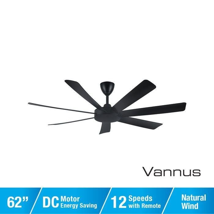 Alpha TORA - 7B/62 MATT BLACK Tora 62" Ceiling Fan DC Motor 7 Blades Matt Black | TBM Online