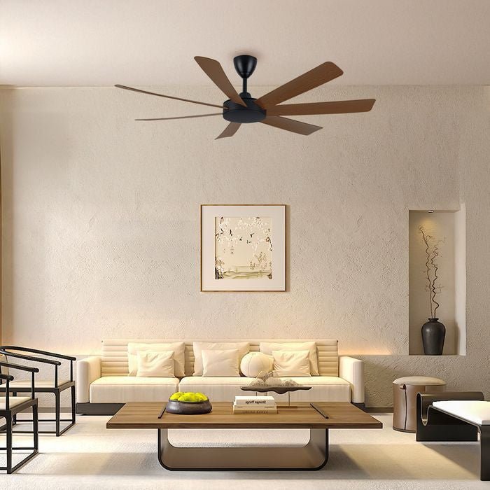 Alpha TORA - 7B/62 WALNUT/MB Tora 62" Ceiling Fan DC Motor 7 Blades Walnut Matt Black | TBM Online