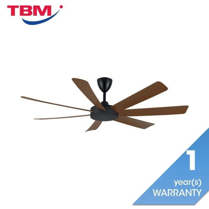Alpha TORA - 7B/62 WALNUT/MB Tora 62" Ceiling Fan DC Motor 7 Blades Walnut Matt Black | TBM Online